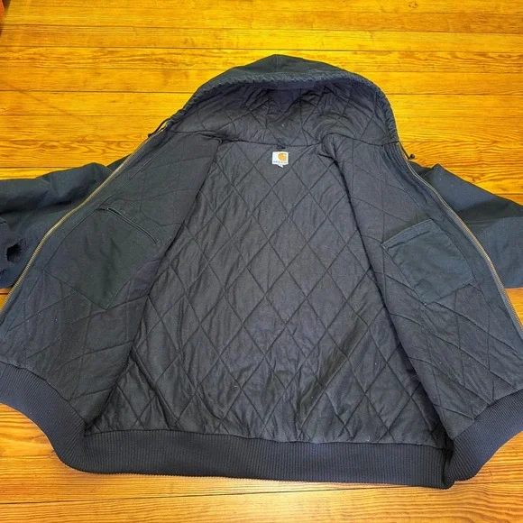 Carhartt Duck Canvas Jacket Mens 4XL Tall J140 Black Hooded Full Zip Made in USA - Picture 14 of 16